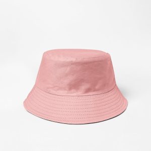 Palarie tip bucket unisex cu doua fete, roz si negru, din bumbac