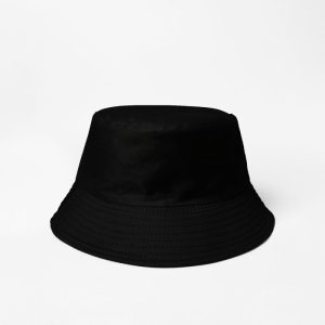 Palarie tip bucket unisex cu doua fete, negru si negru, din bumbac