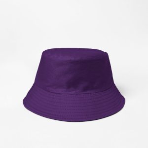Palarie tip bucket unisex cu doua fete, mov si negru, din bumbac