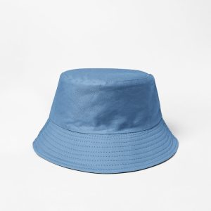 Palarie tip bucket unisex cu doua fete, bleu si negru, din bumbac