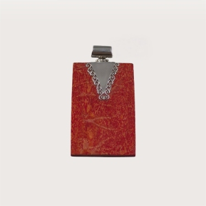 Pandantiv rectangular din argint 925 cu coral, design statement