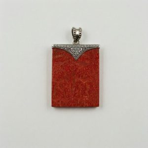 Pandantiv statement din argint 925, cu coral natural