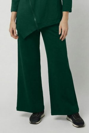 Pantaloni largi din tricot moale de vascoza, verde
