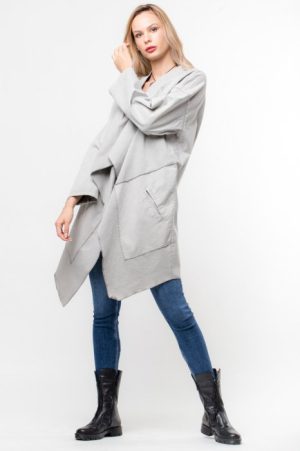 Jacheta gri asimetrica in colturi, cu stea pe spate