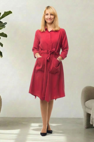 Rochie bordo, midi, matasoasa, tip camasa