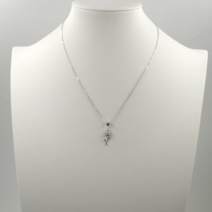 Set colier cu lant din argint 925 si pandant lalea cu sidef alb si pietre fine din cubic zirconia