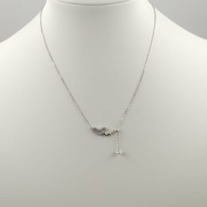 Set colier cu lant din argint 925 si pandant doua inimi si perla fina