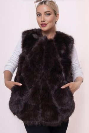Vesta din blanita ecologica neagra, super pufoasa