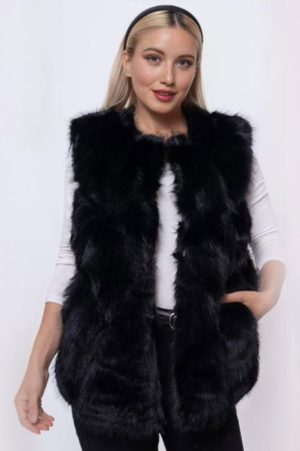 Vesta din blanita ecologica neagra, super pufoasa